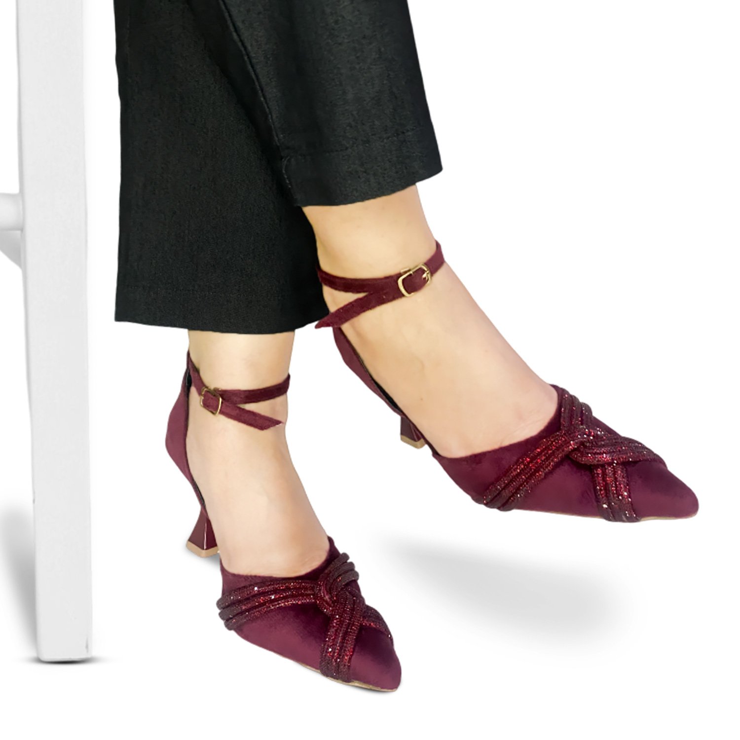 PRINCESS HEEL SANDAL | MAROON - Image 2