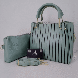 Normal Size Black lining 2 pcs Hand Bag Light Green Color