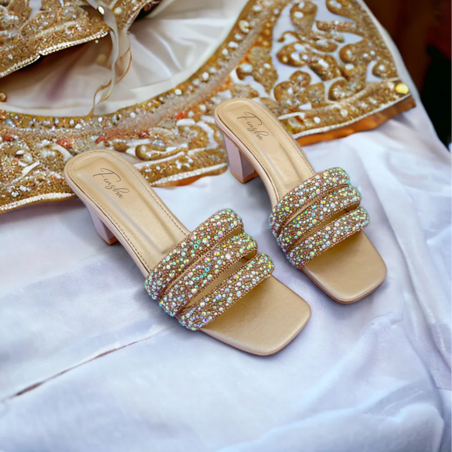 LINA HEEL SANDAL | GOLDEN