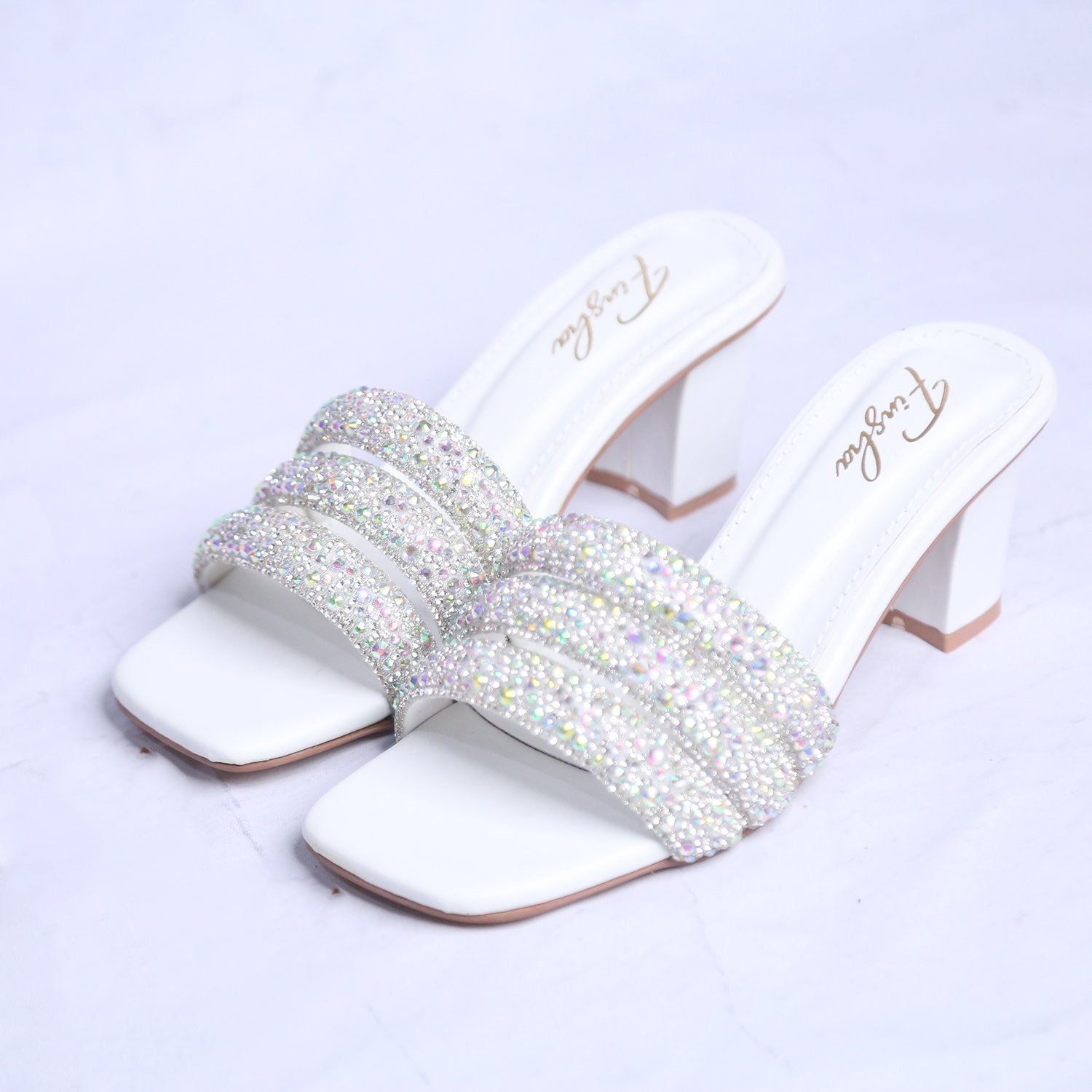 LINA HEEL SANDAL | WHITE - Image 3