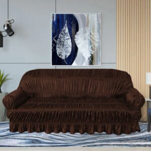 Twill Jersey Sofa Covers - Elastic Sofa Covers - Brown