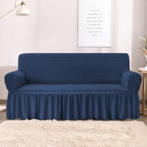 RUFFELED SUR SUCKER TURKISH SOFA COVER - Navy Blue