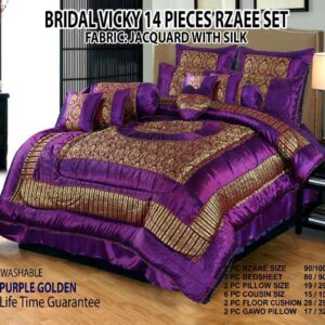 Luxury Fitted Razai 14 PCS Bridal Set Purple