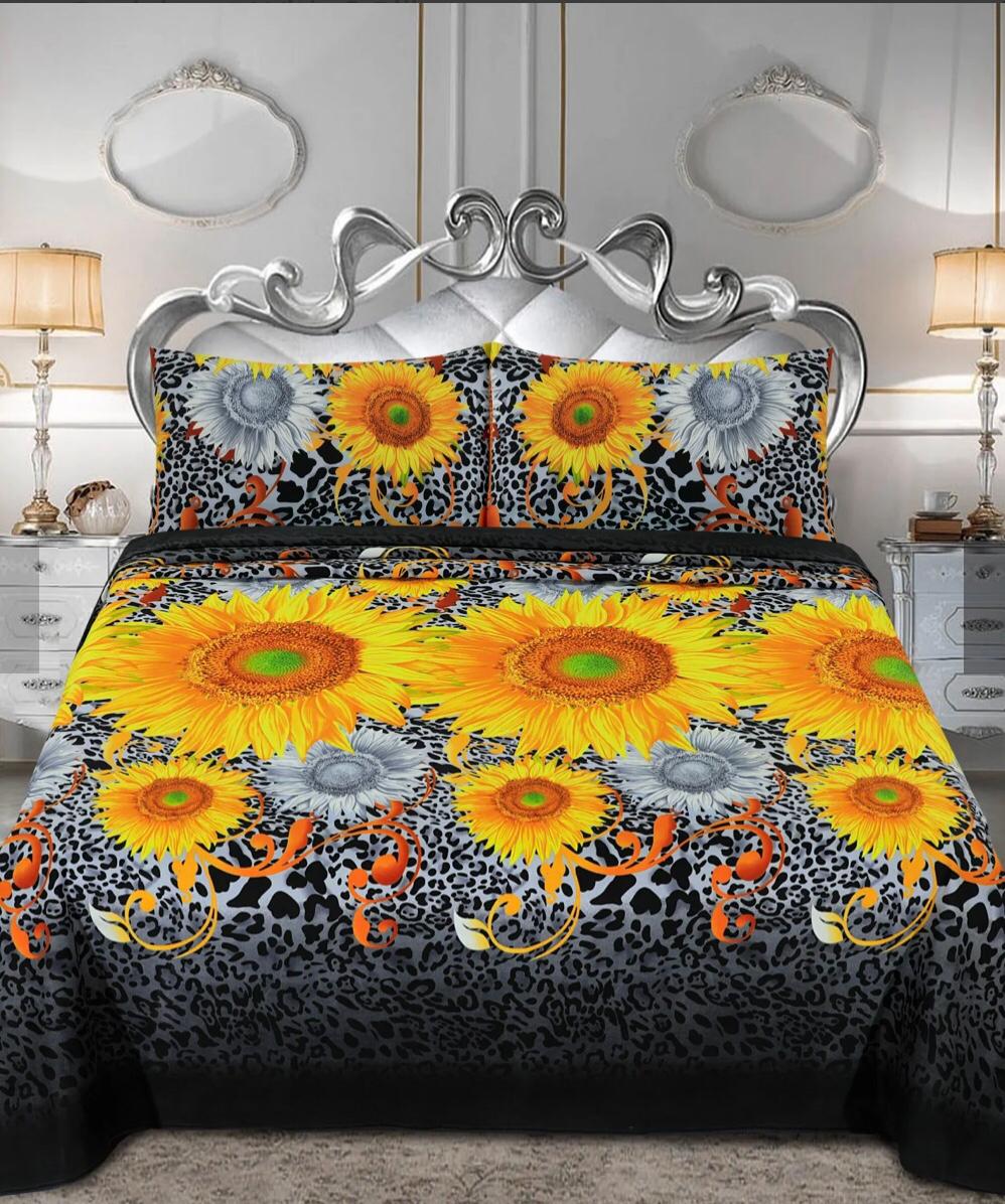 3 Pcs Cotton Bedsheet-Flower (Premium)